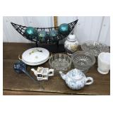 Bowls, teapot, ginger jar, glass plant waterer