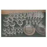 Pedestal glassware, plates, and juice cups