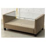 Rattan Glass Top Coffee Table 37/22/17