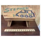 Heavy wooden Stephen stool.  9ï¿½ x 15ï¿½ x 8ï¿½