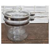 Pyrex pristine glass double boiler pot