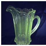 Glow green pattern glass pitcher - glows under