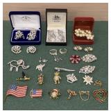 Lot of costume jewelry including earrings, clip