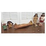 Birch bark canoe & native American dolls