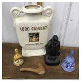 Lord Calvert Whiskey Jug, bells, coal miner