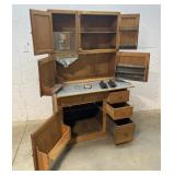 2 Piece Hoosier Cabinet 42/29/69 -Oak