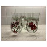 2 Christmas wine glasses.   -   6 holly stemmed,