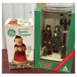 Christmas Scene carolers and Santa tree topper