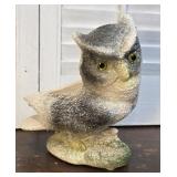 MCM textured Glaze White Owl Green Glass Eyes