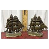 Brass ship bookends