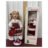 Christmas posable girl doll and 18inch Santa