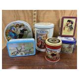 10 JP Coats tins - 8ï¿½ round, 8ï¿½ cylinder, red one