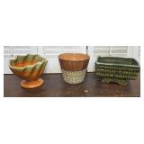 3 MCM pottery planters - Hull, Italy, & McCoy?
