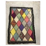 Vintage Hooked Rug approx 36ï¿½ x 25ï¿½ - Diamond