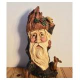 Vintage Woodland Santa Face Statue (resin).