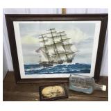 Ship prints, ship in a bottle
