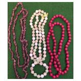 3 natural Stone necklaces - tourmaline?, Etc