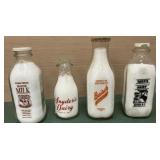 4 Milk Bottles- Maine, Hazleton, Hornell, &