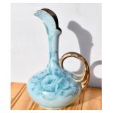 Signed, Hand Painted Ewer. Repair to Spout.