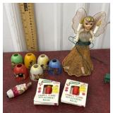 Vintage Christmas tree topper, bulbs and bulb