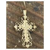 14k Gold Necklace & Cross Pendant