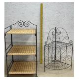 3 Tier Iron Shelf w/ Woven Rattan & 2 Tier Metal