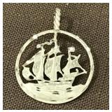 Sailboat pendant stamped 14k