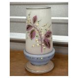 Frosted glass Bristol hand painted vase