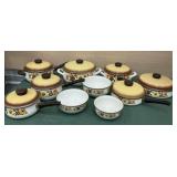 1970ï¿½s  vintage enamel Harvest Blossom pots,