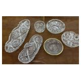 Cut and pressed glasses dishes - celery and