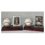 2 Autographed Baseballs w/ Display Stand & Card.