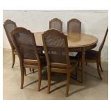 Pencil Leg Drexel Table w/ six chairs & three