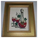 Mid Century Modern Framed Pebble Gravel Art Wine