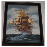 Vintage Renato Longanesi Nautical Ship Seascape