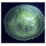 Glow green Vintage EAPG Bowl - Comet in the Stars