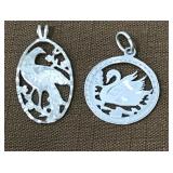 Bird pendants stamped 925, Sterling