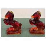 pair of vintage L.E. Smith Amberina glass