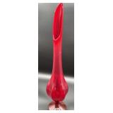 Viking glass swung vase, cadmium glow glass