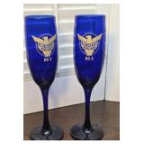 2 Continental airlines cobalt blue champagne