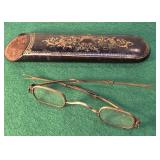 Antique eyeglasses & Papier Mache holder
