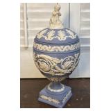 Wedgwood Blue Jasperware Arabesque covered urn/
