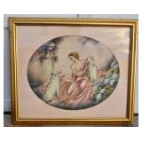 Art Deco LC Renart Woman & Russian Wolfhounds