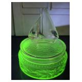 Glows green sailboat powder jar - original base