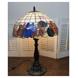 Leaded glass iron base Tiffany style table lamp