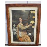 Antique St. Cecilia Framed Litho. Frame is