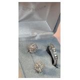 CZ diamond Epiphany sterling silver ring & post