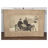 Antique motorcycle w/sidecar photo -