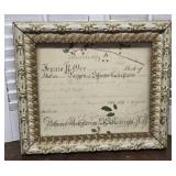 Gorgeous Victorian framed certificate memorizing