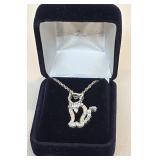 Sterling silver Danbury mint cat necklace
