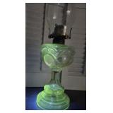 Scovill mfg glow green oil lamp - peanut pattern